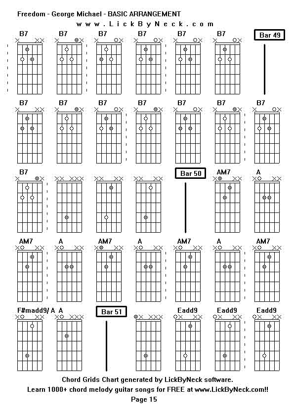 Chord Grids Chart of chord melody fingerstyle guitar song-Freedom - George Michael - BASIC ARRANGEMENT,generated by LickByNeck software.